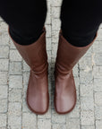 Shapen Glam Knee-High Barefoot Boots - Brown Leather