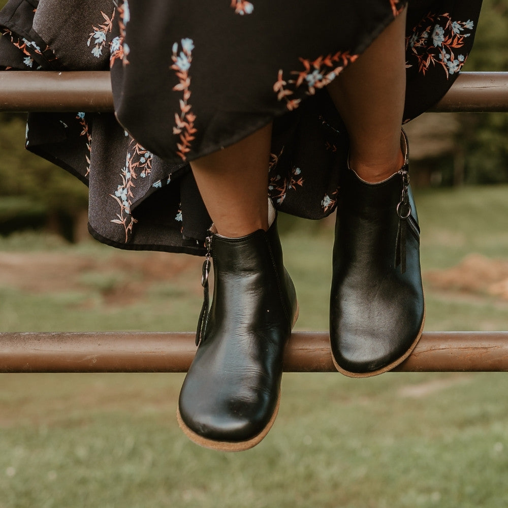 Designed By Anya Rosa Zipper Boot Black Smooth