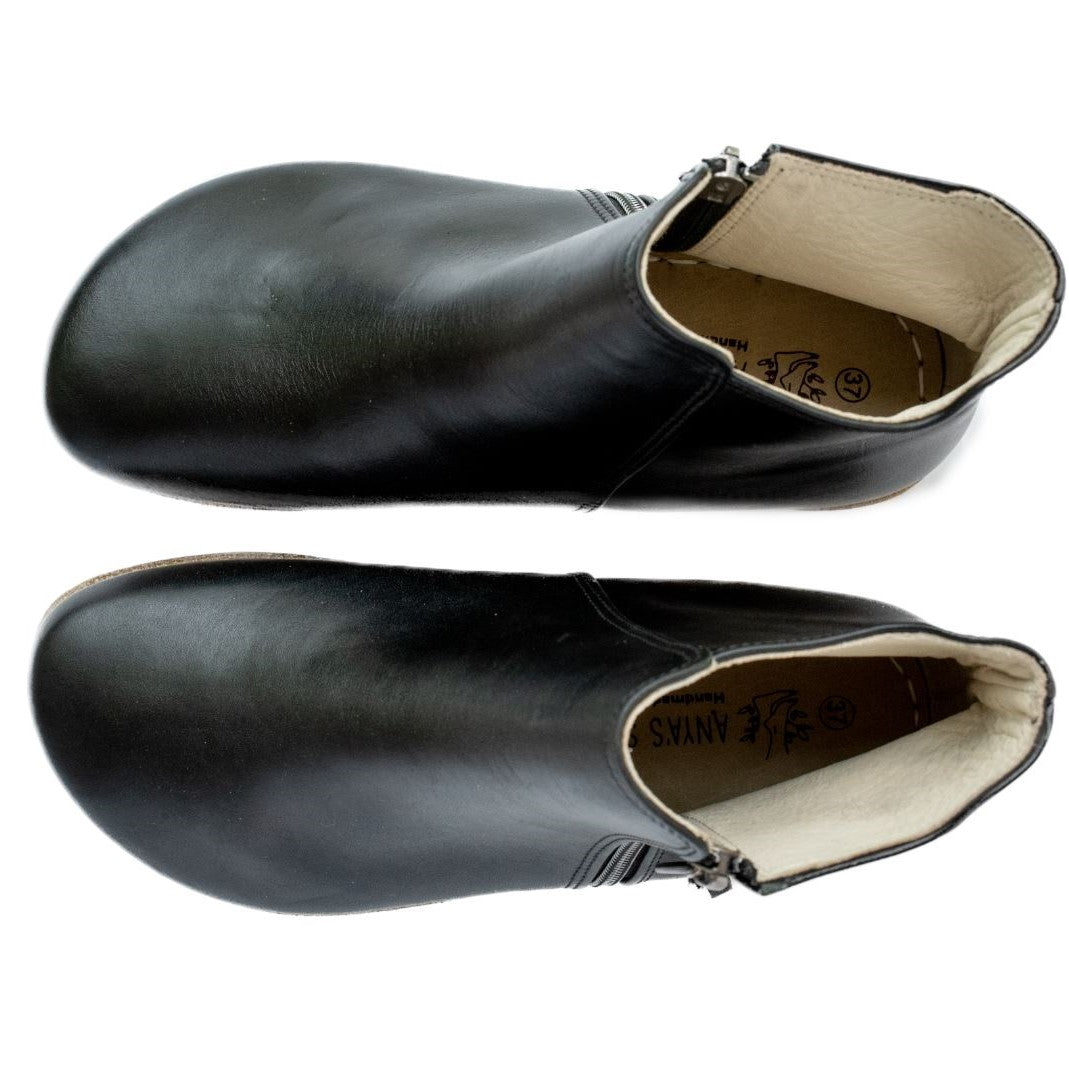 Designed By Anya Rosa Zipper Boot Black Smooth